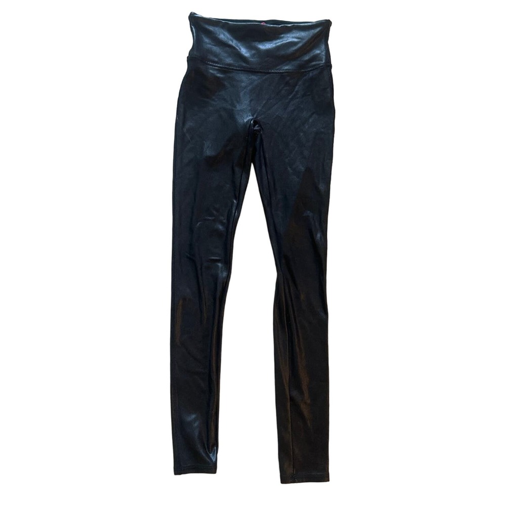 Women S Spanx Faux Leather Leggings Black Shaping Tummy Control Pants Skinny